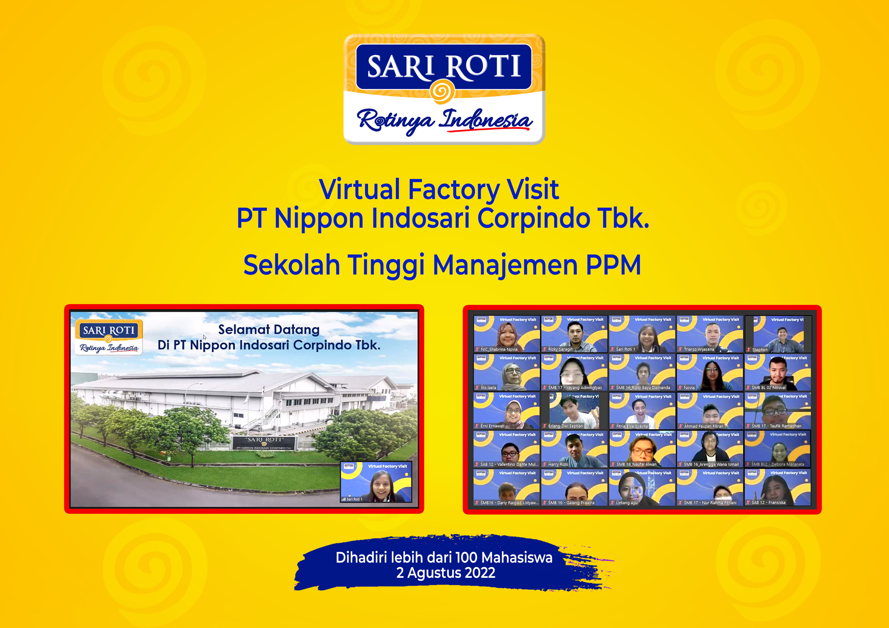 Lebih dari 100 Mahasiswa Ikuti Virtual Factory Visit Sari Roti